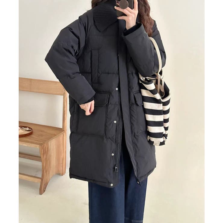 ニット衿ロングダウンコート | aimoha  | 詳細画像15 