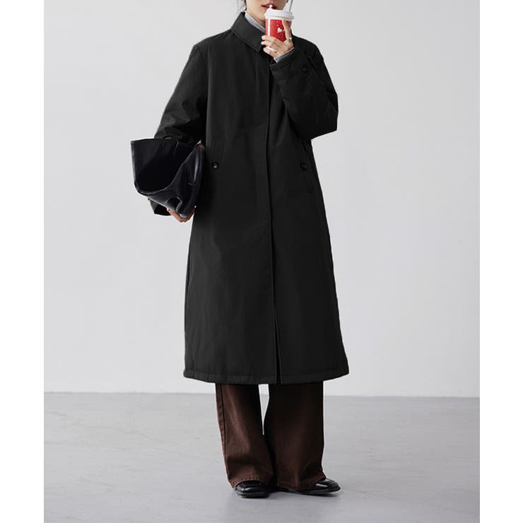 ブラック | 【BANICO】スタンドカラーロングコート | aimoha 