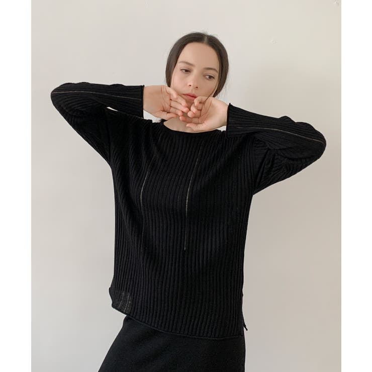 ブラック | DECADE CLASSIC リブ編みニットフルオーバー | DECADECLASSIC