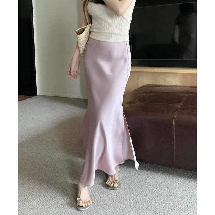 ピンク | シルキーマーメイドスカート韓国ファッション ハイウエスト セクシー | aimoha 