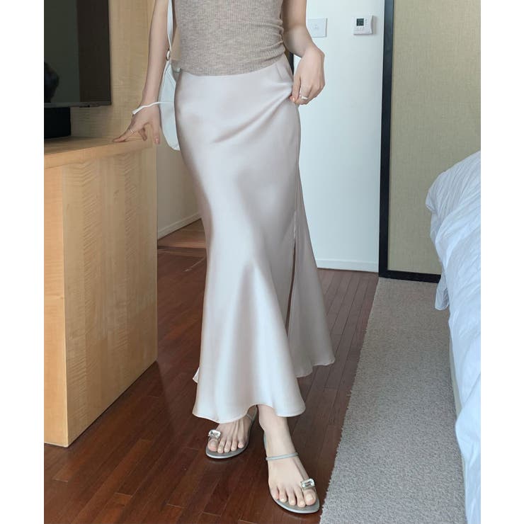 シャンパン | シルキーマーメイドスカート韓国ファッション ハイウエスト セクシー | aimoha 