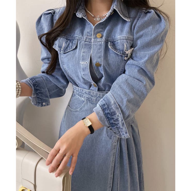 パフスリーブデニムジャケット韓国ファッション ハイウエスト セクシー | aimoha  | 詳細画像3 