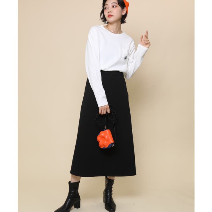 アイモハ aimoha 【genxder】ユニセックス オリジナル蝶々刺繍ポケットロングTシャツ （ホワイト） genxder】ユニセックス オリジナル蝶々刺繍ポケットロングT