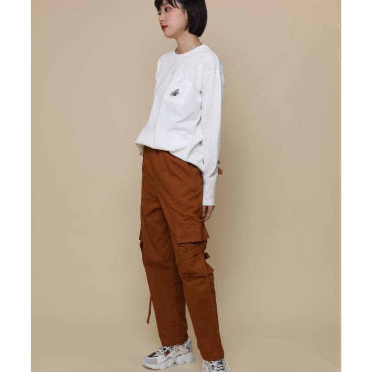 genxder】ユニセックス オリジナル蝶々刺繍ポケットロングT