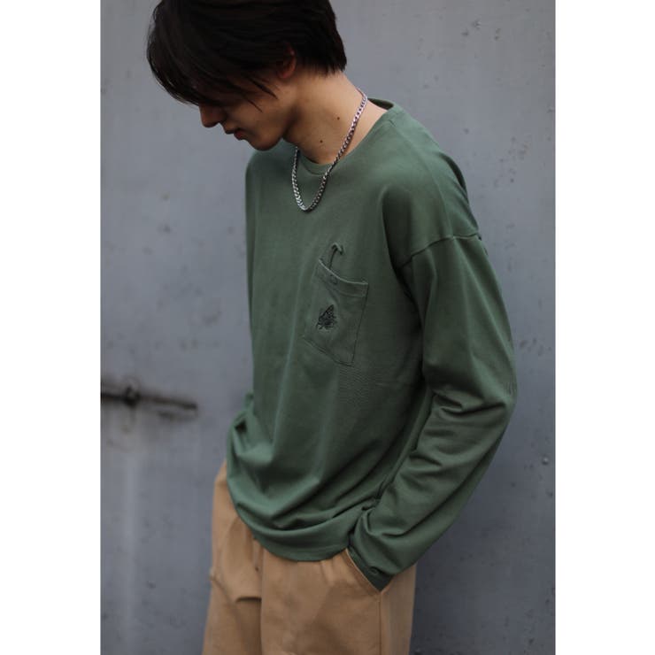 genxder】ユニセックス オリジナル蝶々刺繍ポケットロングT