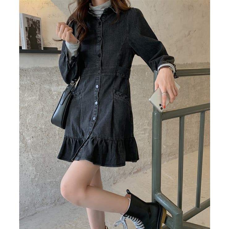 新品♡ デニム ワンピース  韓国 レディース 可愛い セール】【韓国ファッション春コーデに♪】レトロデニム