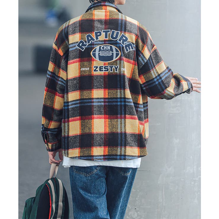 チェックシャツ アメカジ配色チェック柄バック刺繍ビッグシャツ 韓国ファッション | HOOK | 詳細画像12 