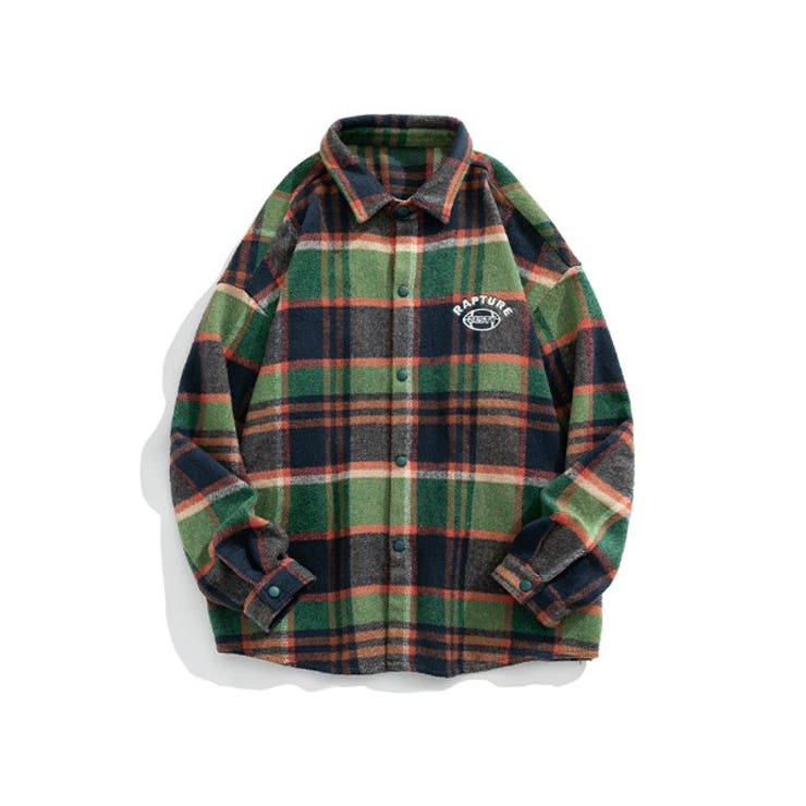 チェックシャツ アメカジ配色チェック柄バック刺繍ビッグシャツ 韓国ファッション | HOOK | 詳細画像23 