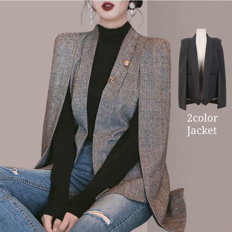 ケープ風ジャケットコート 韓国ファッション ハイウエスト | aimoha  | 詳細画像1 
