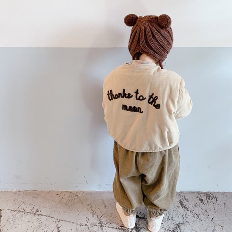 韓国子供服 バック刺繍無地コーデュロイボアジャケット コート | aimoha kids | 詳細画像1 