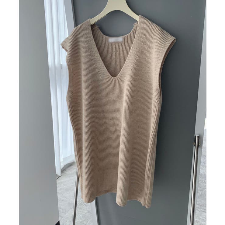 Jasmine新作 Vネックニットベストミニワンピース 韓国ファッション | aimoha  | 詳細画像1 