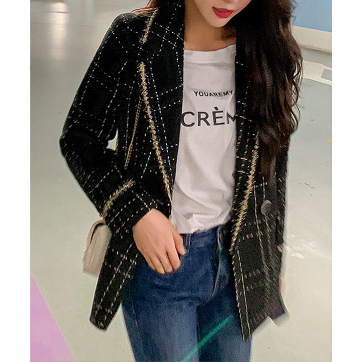 Jasmine 新作ツイードテーラードジャケット 韓国ファッション