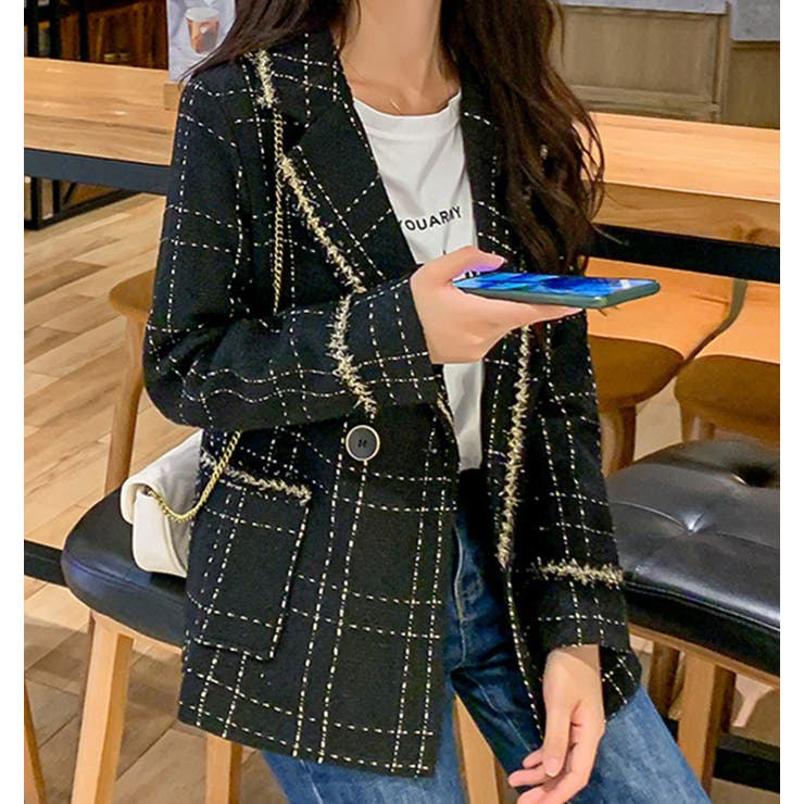 Jasmine 新作ツイードテーラードジャケット 韓国ファッション[品番：XT000004683]｜aimoha  （アイモハ）のレディースファッション通販｜SHOPLIST（ショップリスト）