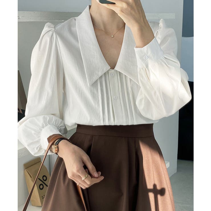 デザイン襟ブラウス 韓国ファッション セクシー