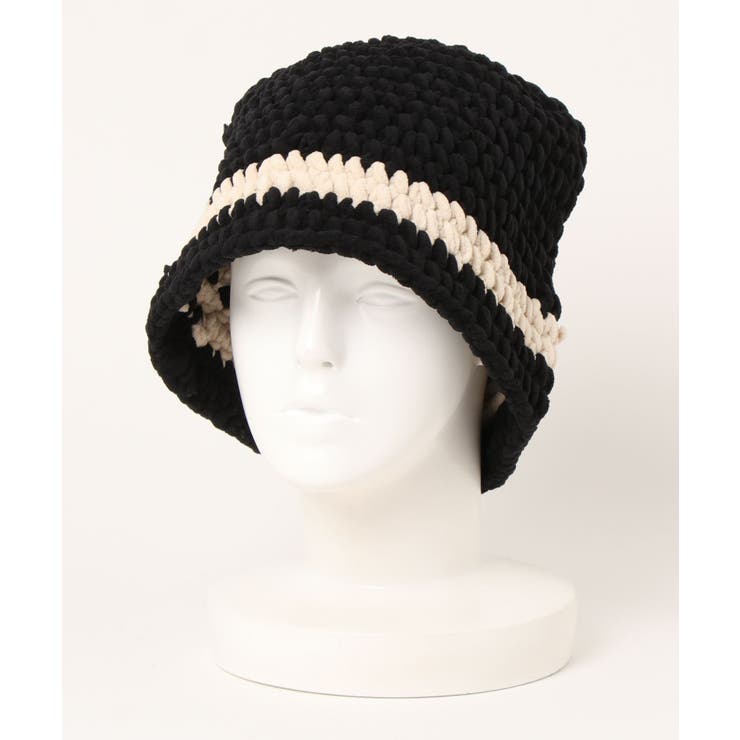 ライン入りニット編バケットハット ニット レディース[品番