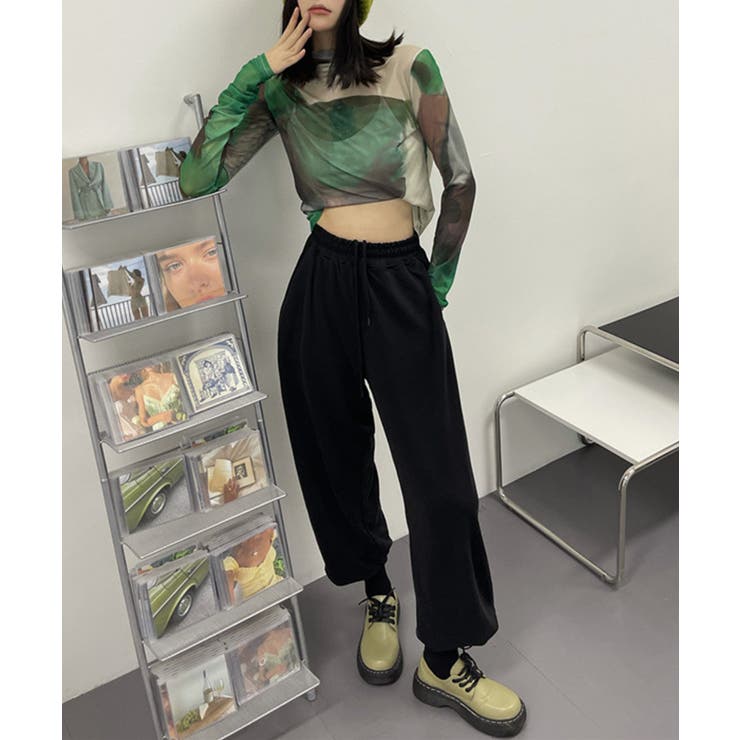 アート配色透け感カットソー レディース 長袖 | aimoha  | 詳細画像2 