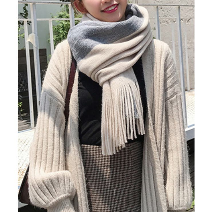 ユニセックス 2トーンカラーマフラーストール 大判 | aimoha  | 詳細画像8 