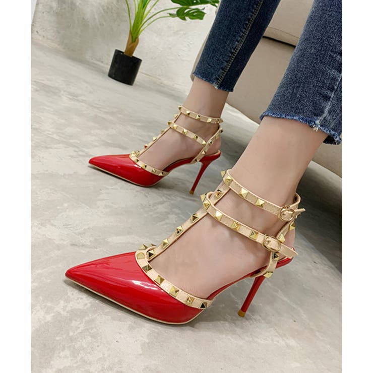 Jasmine Grandiflorum スタッズピンヒールアンクルベルトパンプス | aimoha  | 詳細画像1 