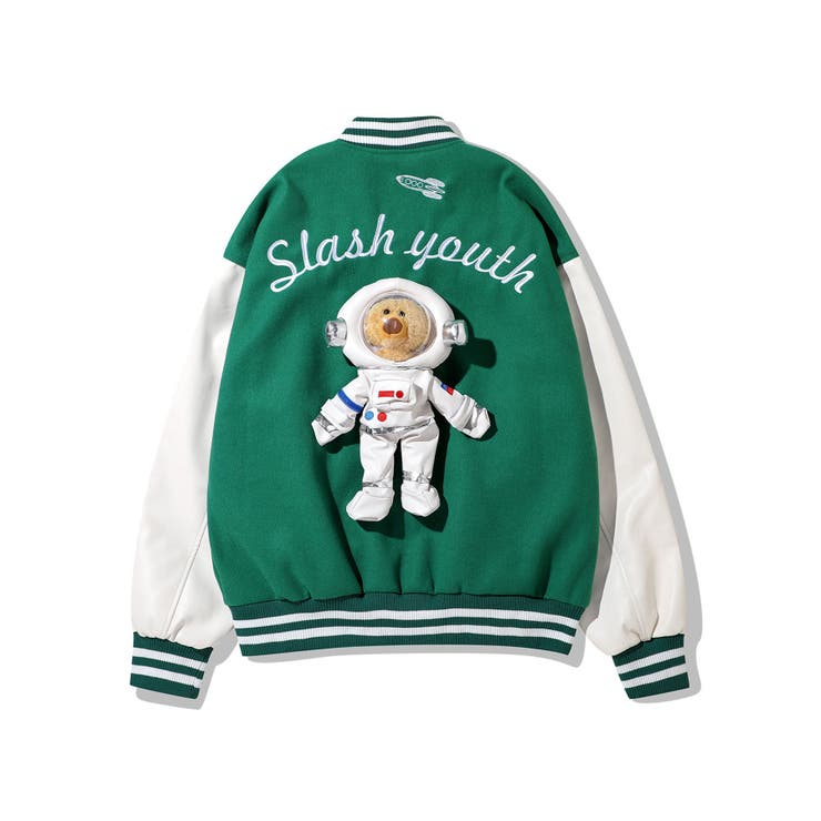 ベア宇宙飛行士ぬいぐるみ付き2wayスタジャンジャケット ブルゾン  