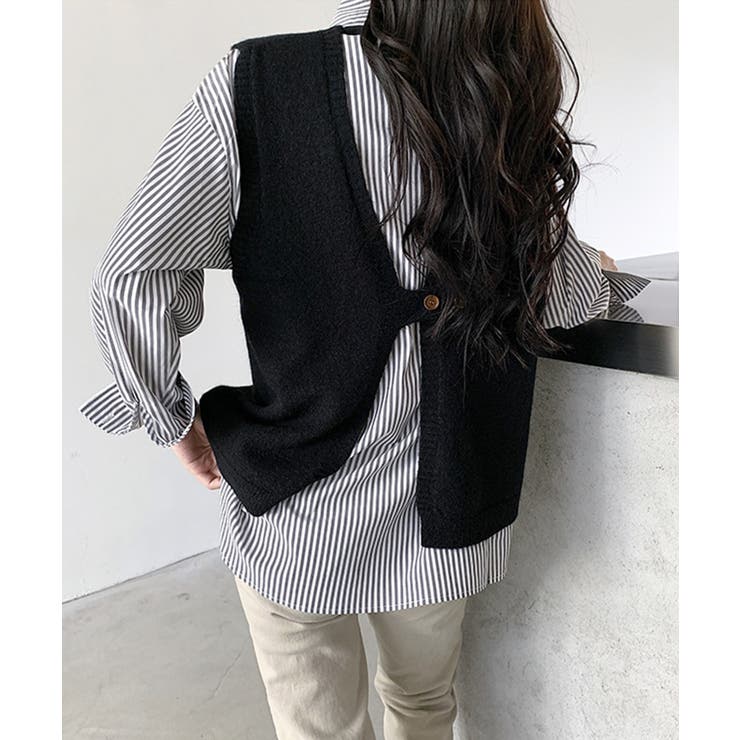 背中デザインベスト 韓国ファッション ニットベスト 品番 Xt Aimoha アイモハ のレディースファッション 通販 Shoplist ショップリスト