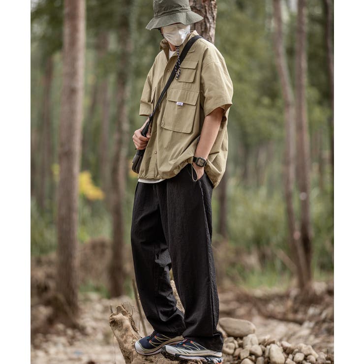 軽量素材ストレートパンツ 韓国 ストリート系[品番：XT000006460