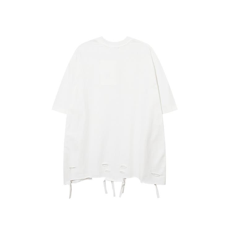 Tシャツ【HOOK】個性派十字架パッチダメージ裾ビッグTEE カジュアル ユニセ… | HOOK | 詳細画像2 