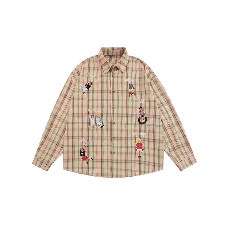 史博物館 チェック柄半袖シャツ&チェリー刺繍Tシャツセット - キッズ服