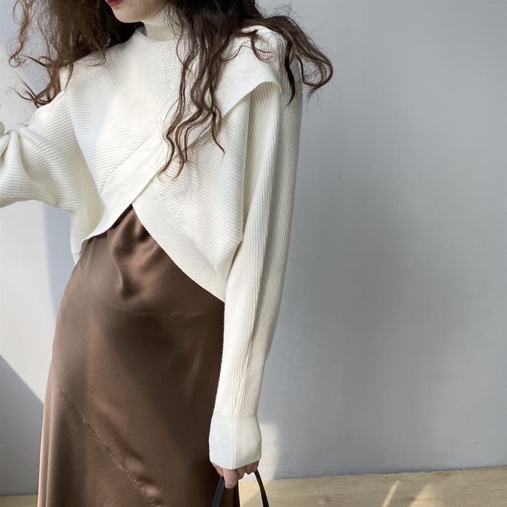 ホワイト | クロスデザインニット【AW】 | aimoha 