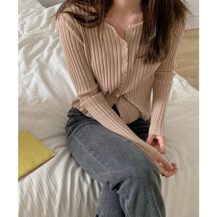 ベージュ | 韓国風シンプルカーディガン 韓国 ライク | aimoha 