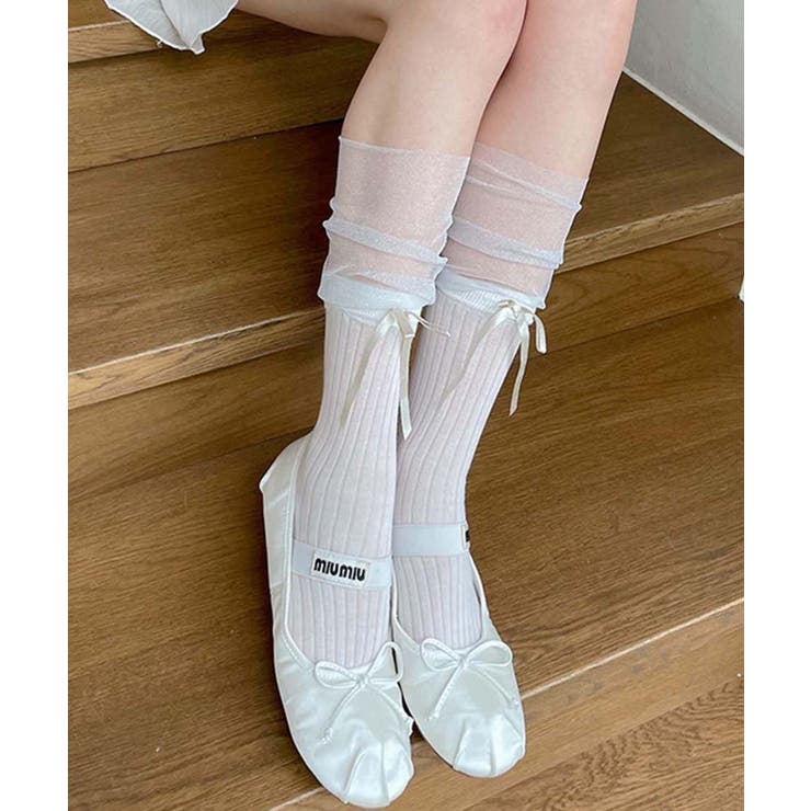 ホワイト4 | 「Jasmine」リボンソックス レディース Jasmine | aimoha 