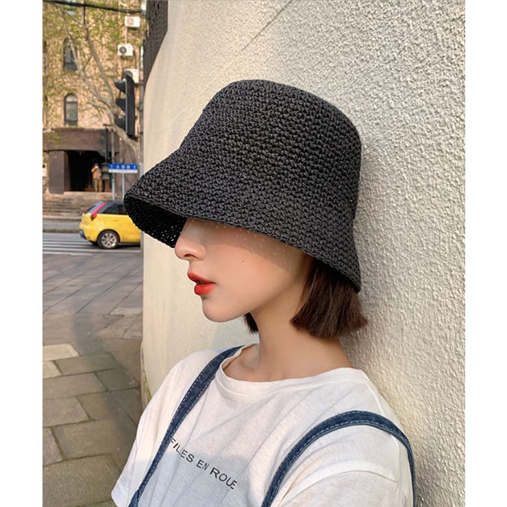韓国M1 バケットハット 帽子 シンプル ステッチ 2colors バケットハット 小顔帽子 UV対策 韓国[品番：II000010522
