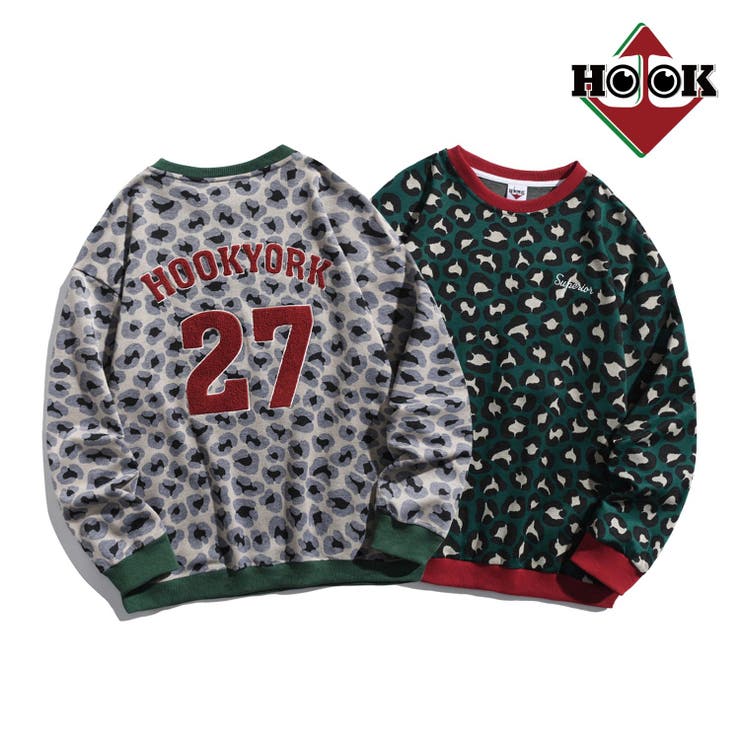 バック刺繍レオパード総柄スウェットストリート系 ロンT スウェット | HOOK | 詳細画像1 