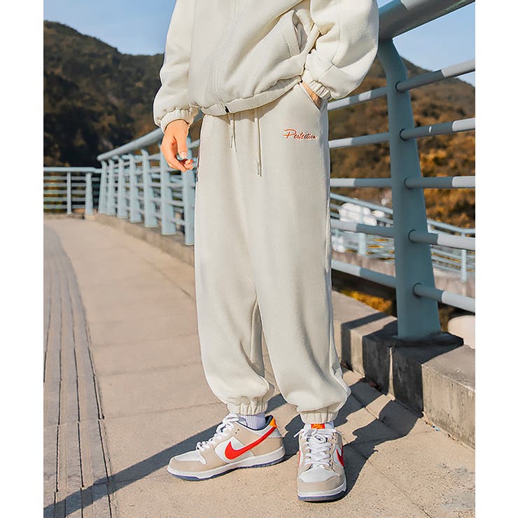 ベーシック 刺繍入り暖かいボアスウェットパンツ ジョガーパンツ | HOOK | 詳細画像20 