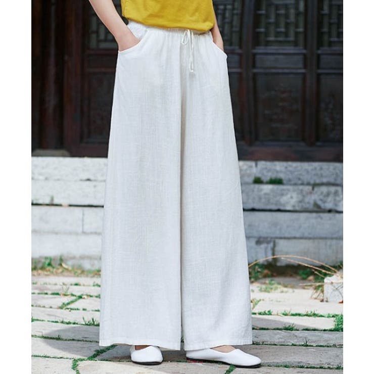 ホワイト | 新作 リラックスワイドパンツ カジュアル | aimoha 