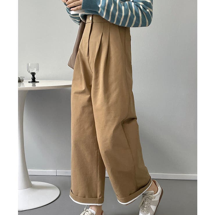 ベージュ | タック入りカーゴパンツ 韓国ファッション ワイドパンツ | aimoha 