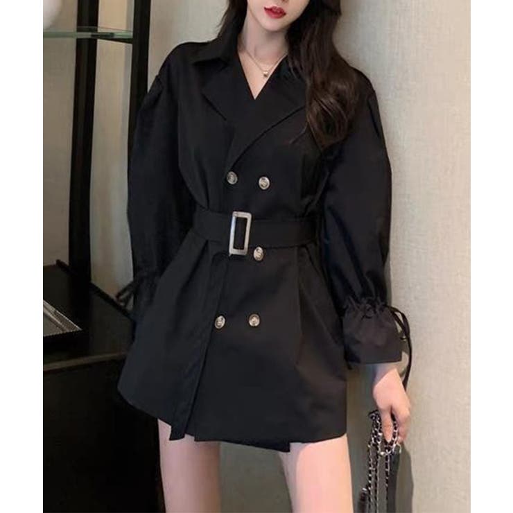 ミニ丈トレンチコート＆トレンチワンピース 韓国ファッション ツイードジャケット