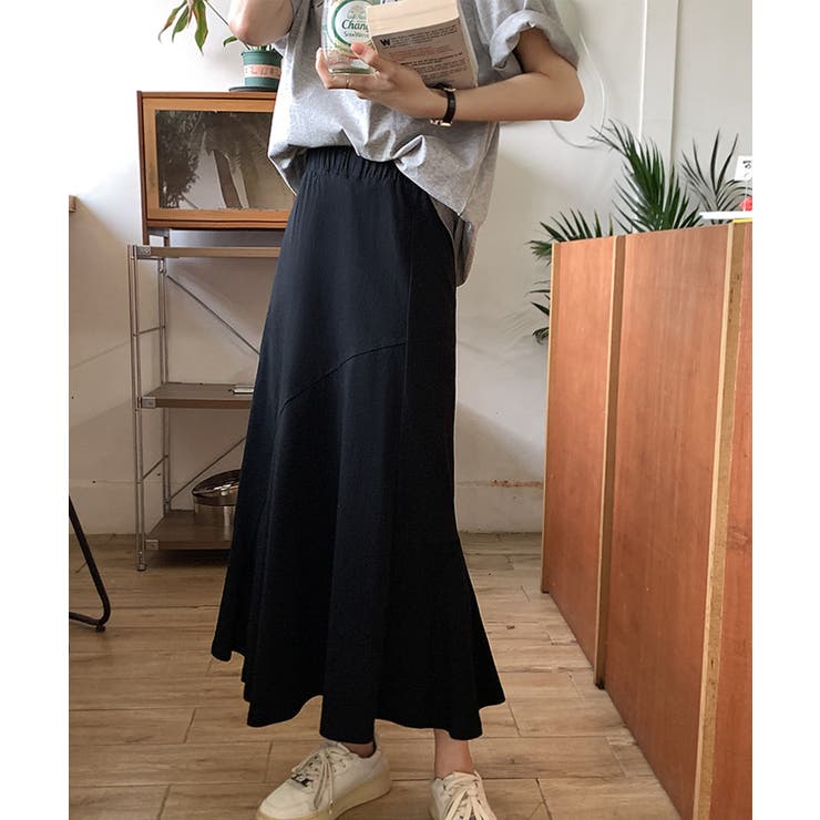 コットンマーメイドスカート 韓国ファッション ロンT