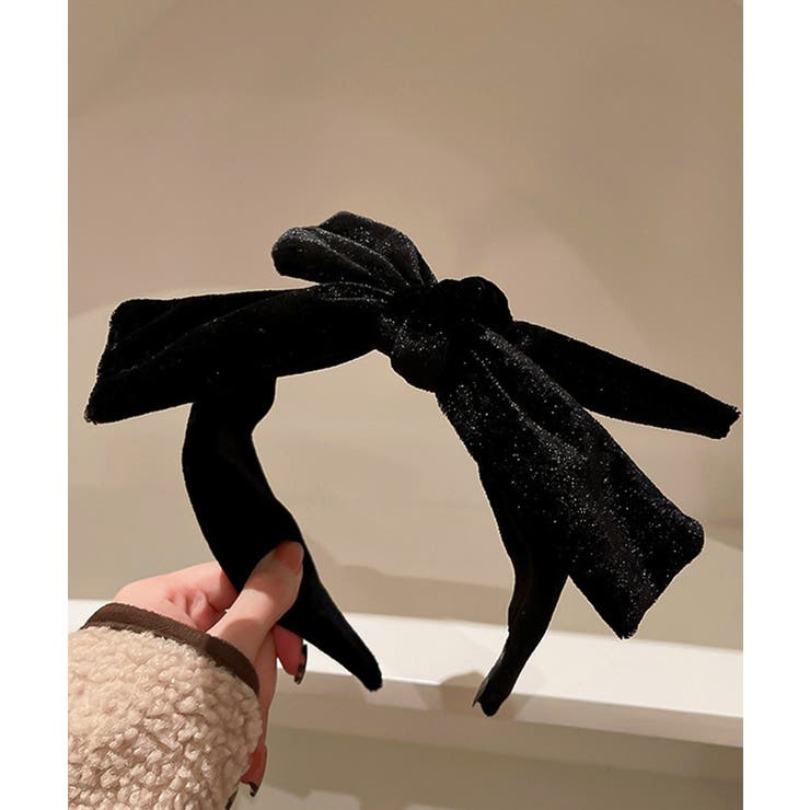 5 | ベルベット生地リボンとビジューパールのロマンティックカチューシャ 量産型 | aimoha 