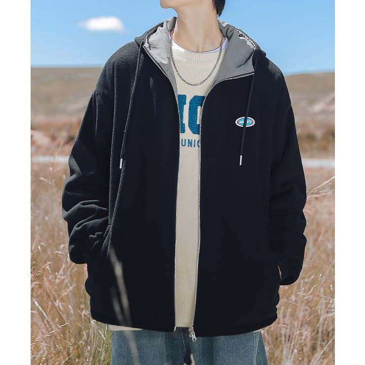 リバーシブル2WAY薄手ボアジャケット ストリート系 ロンT | HOOK | 詳細画像10 