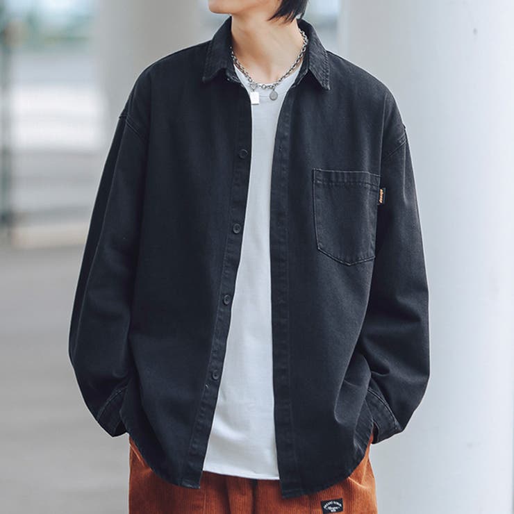 定番 ウォッシュ加工デニムシャツ ストリート系[品番