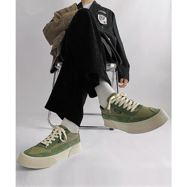 グリーン | 厚底カジュアルシューズ メンズ ショート | aimoha men