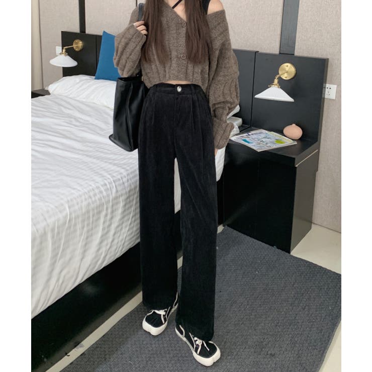 コーディロイタックワイドパンツ フルレングスパンツ ロング丈[品番：XT000006215]｜aimoha  （アイモハ）のレディースファッション通販｜SHOPLIST（ショップリスト）