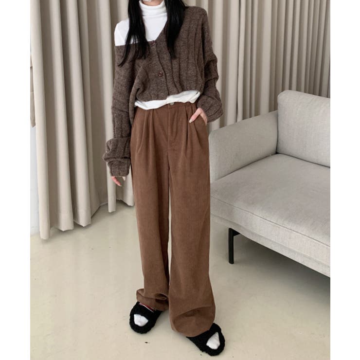 コーディロイタックワイドパンツ フルレングスパンツ ロング丈[品番：XT000006215]｜aimoha  （アイモハ）のレディースファッション通販｜SHOPLIST（ショップリスト）