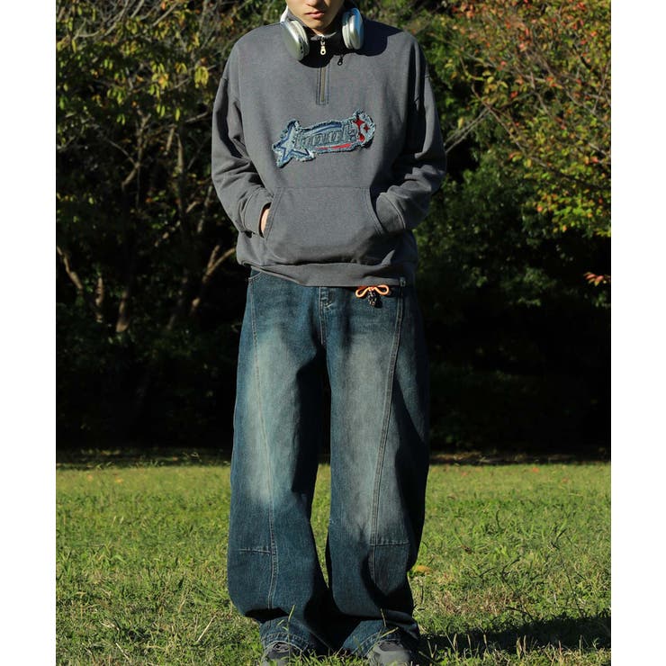 HOOK  original  アメカジパッチ刺繍デニム風ウォッシュハーフジップ | HOOK | 詳細画像13 