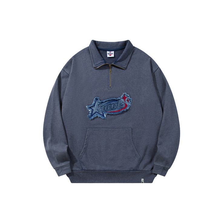 HOOK  original  アメカジパッチ刺繍デニム風ウォッシュハーフジップ | HOOK | 詳細画像2 