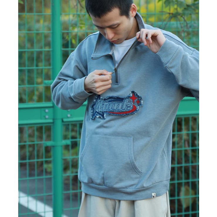HOOK  original  アメカジパッチ刺繍デニム風ウォッシュハーフジップ | HOOK | 詳細画像22 
