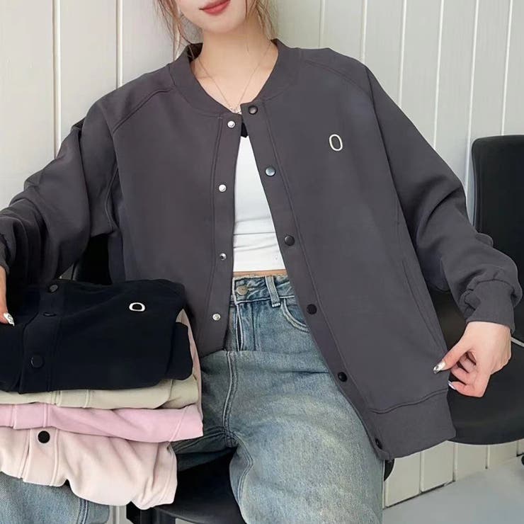 ワンポイントスナップボタンブルゾン[品番：XT000011620]｜aimoha