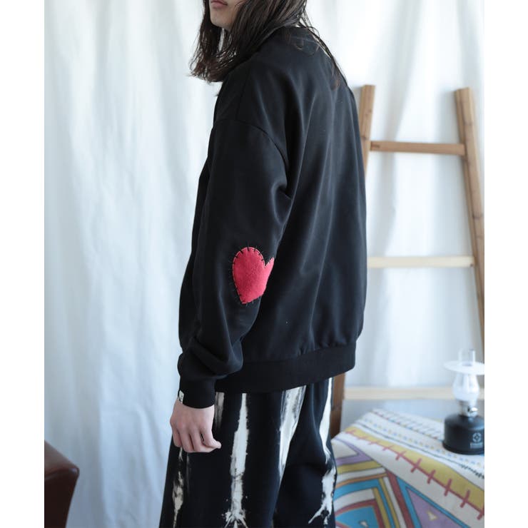 HOOK -original- ハート肘パッチ刺繍スウェット[品番 HOOK -original- ハート肘パッチ刺繍スウェット[品番