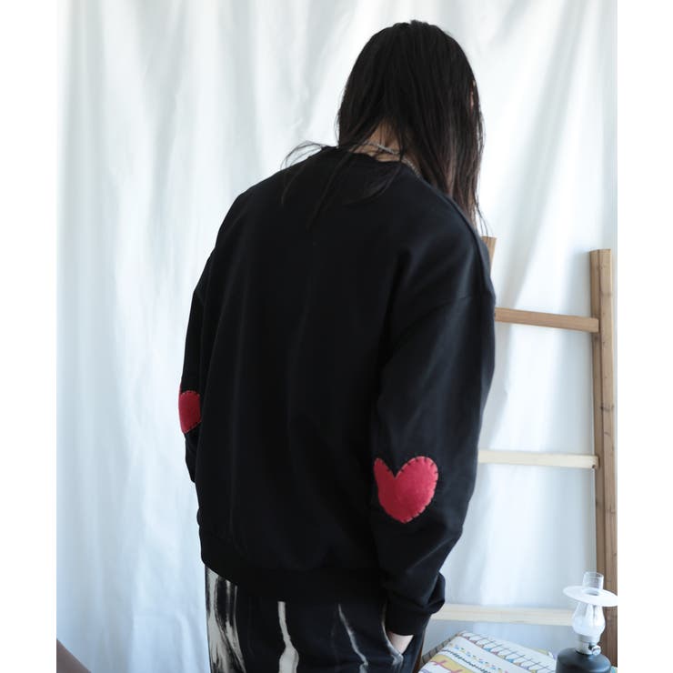 HOOK -original- ハート肘パッチ刺繍スウェット[品番：XT000012118