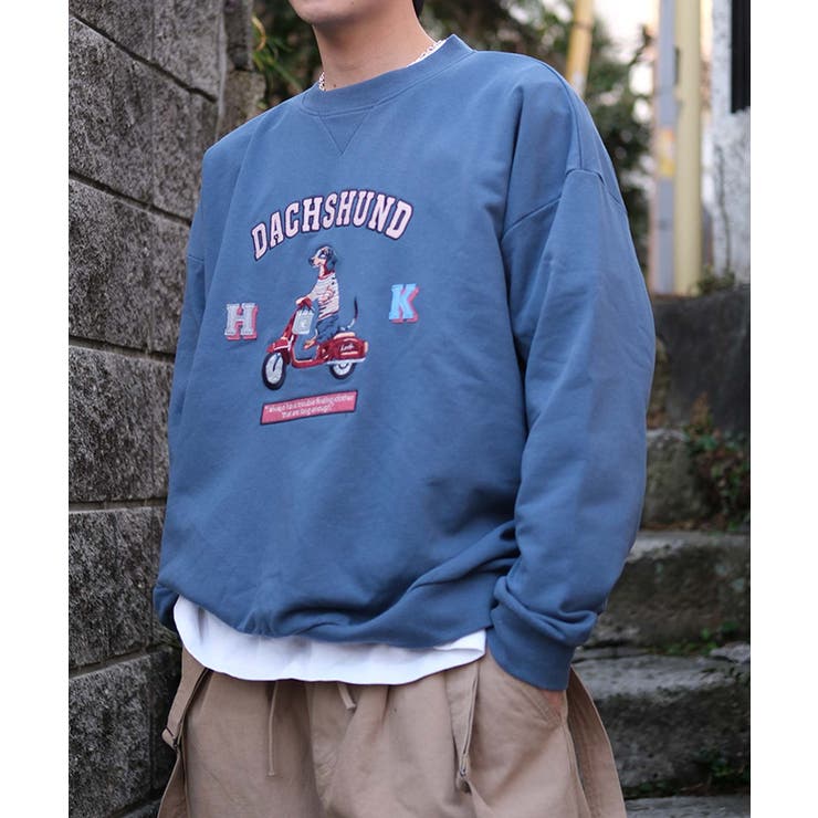 ネイビー | HOOK -original- DOG刺繍スウェット | HOOK